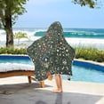thumbnail image 3 of Yayeee Kids Hooded Towel with Hand Pockets Beach Soft Absorbent Bath Wrap 50 x 23.5 inch, Green Flowers Pattern, 3 of 5