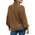 thumbnail image 2 of Gomelly Women Sweater Turtleneck Knitted Sweaters Loose Jumper Tops Ladies Casual Work Pullover Winter Warm Khaki M, 2 of 3