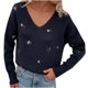 thumbnail image 1 of Suéteres Para Mujer Otoño Invierno Suéter de Punto Jersey Impreso Top Suelto Cuello en V Cuello en V Odeerbi ODB176225, 1 of 6