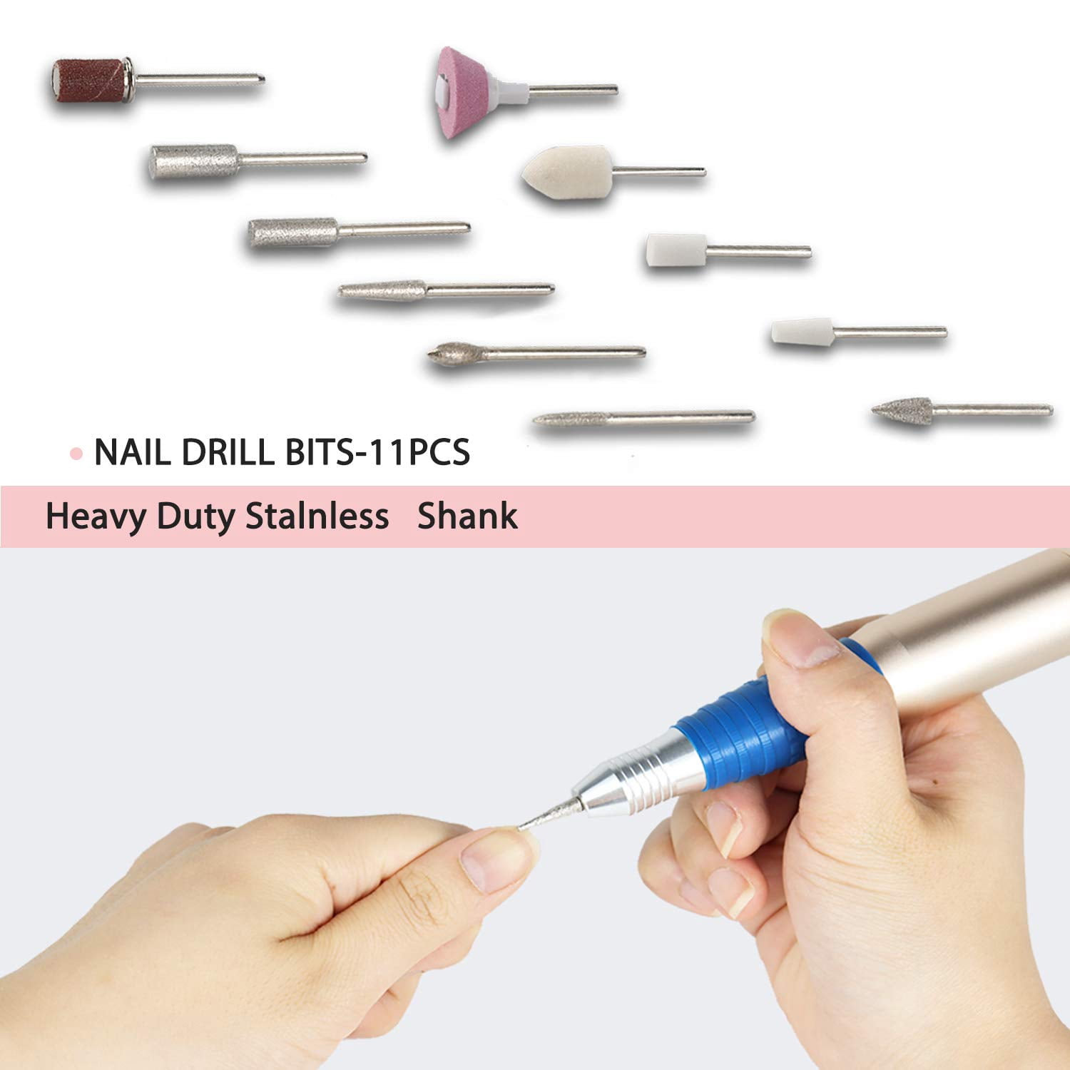 Electric Nail Drill 25000RPM, Professional Nail Drill Kit For Acrylic, Gel Nails, Manicure Pedicure Polishing with 11Pcs Nail Drill Bits and Sanding Bands, BEquipment for Home and Salon