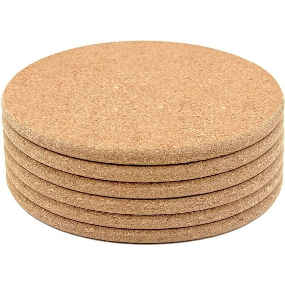 Taplcvy High-Density Natural Cork Trivet 6-Pack | 8″ Round Heat-Resistant Hot Dish/Hot Pot Pads for Table & Countertop Protection