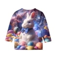 thumbnail image 5 of DORKASM Girls Casual Easter 3/4 Sleeve Top: Adorable Bunny Egg Print Round Neck Daily Casual Wear Multicolor 150, 5 of 5