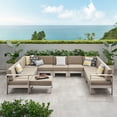 thumbnail image 2 of GDF Studio Crested Bay Outdoor Aluminum 11 Seater Sectional Sofa Set with Ottoman, Silver and Khaki, 2 of 13