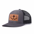 thumbnail image 6 of Vergiac Cross Antler Letter Leather Patch Trucker Hat, Men Adjustable Breathable Mesh Baseball Cap for Outdoor Travel Daily Casual Outfits, 6 of 6