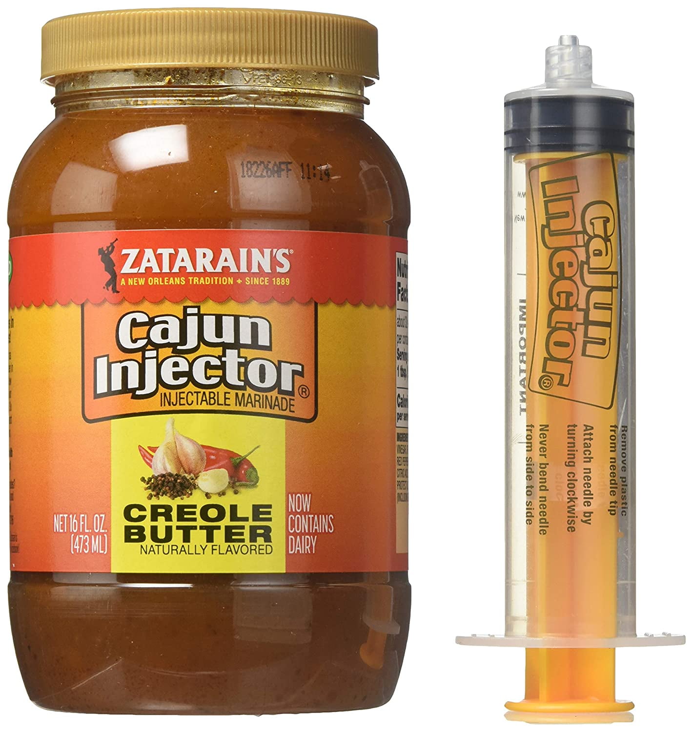 Zatarains Cajun Injectors Creole Butter Recipe Injectable Marinade with Injector, 16 oz