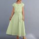 thumbnail image 1 of Puntoco Vestido Suelto De Verano De Color Sólido Con Cordones Vestido De Manga Corta Con Cuello Redondo Vestido De Cuello Redondo De Manga Corta Verde Menta M,Regalos Para Mujer Joven, 1 of 5