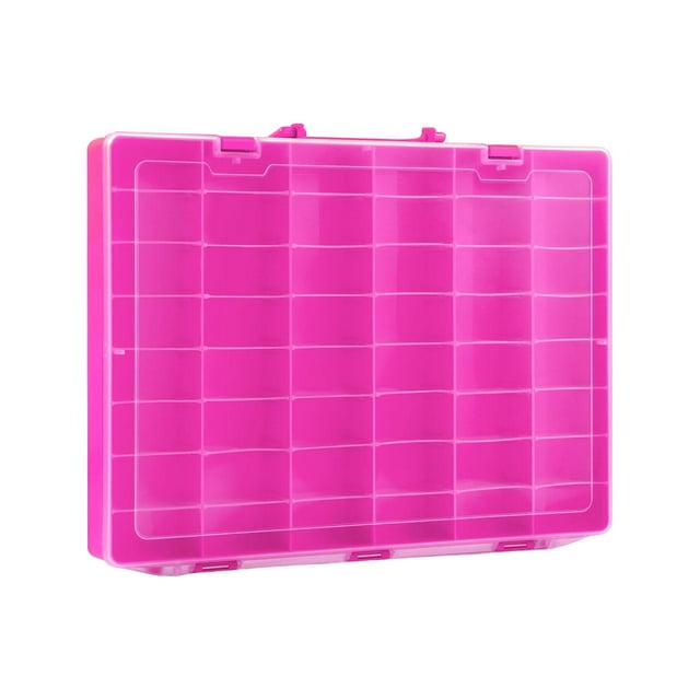 Caja de almacenamiento de juguetes, contenedor de almacenamiento con 48 compartimentos, organizador de almacenamiento apilable transparente para Rosa
