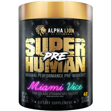 Alpha Lion Pre Workout, Increases Strength & Endurance, Powerful, Clean Energy Without Crash (42 Servings, Miami Vice)