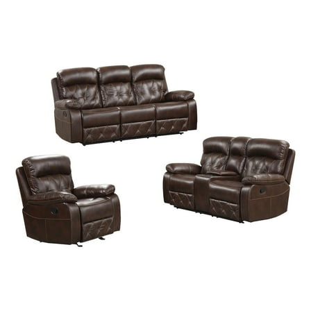 Furniture of America Pannet 3-Piece Manual Reclining Sofa Set