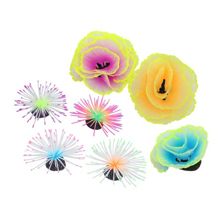Aquarium Coral Ornament,7pcs Fish Tank Silicone Fish Tank Silicone