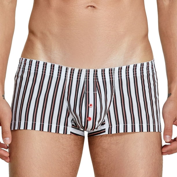 Ediodpoh Mens Casual Fashion Pants Striped Cotton Woven Mens Boxers  Underwear Men's Underwear White XL 