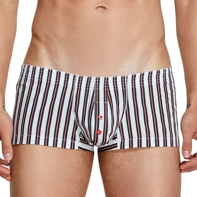 PEASKJP Mens Athletic Underpants Boxer Briefs Bulge Pouch Ultra Comfy Short Leg Stretch Trunks Breathable,White L