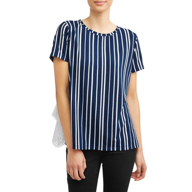 Women's Short Sleeve Top with Eyelet Back