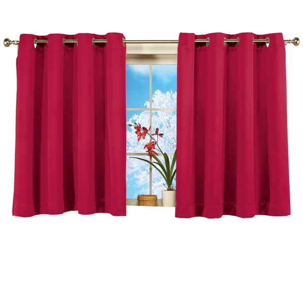 Short Blackout Window Curtain Panel, Energy-Efficient, Noise-Reducing and Light-Blocking Triple-Layer Technology, Grommet Top
