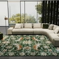 thumbnail image 5 of Washable Rug Green Area Rug Non-Slip Area Rugs 5x7ft Living Room, Boho Bedroom Mats Under Bed, Soft Stain Resistant Non-Shedding Thin Carpet For Dining Room Apartment, 5 of 11