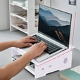 thumbnail image 4 of Merryso Wooden Laptop Stand, Monitor Riser with Storage, Ergonomic Desk Organizer for Home Office, White Desktop Stand for Laptop & Monitor, Space Saving, 4 of 6