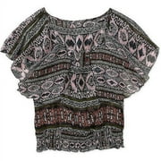 Susie Rose Juniors Plus Woven Smocked Bottom Ruffle Top