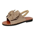 thumbnail image 3 of HVOBTTY Women's Summer Fashion Casual Solid Color Bow Decor Versatile Open Toe Flat Heel Sandals Outdoor Beach Walking Shoes Khaki, 36, 3 of 5