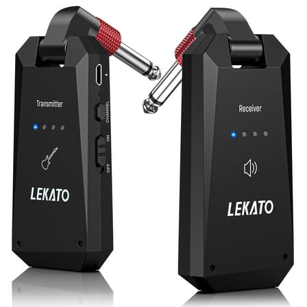 LEKATO 5.8G Wireless Guitar Transmitter Receiver System 4 Channels Rechargeable