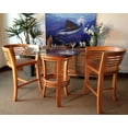 thumbnail image 3 of 3 Piece Teak Wood Half Moon Outdoor Patio Bistro Bar Set with 36" Round Glass Top Table and 2 Barstools, 3 of 5