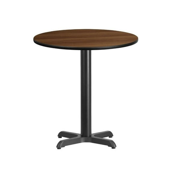 Bowery Hill 24" Round Restaurant Dining Table in Black and Walnut