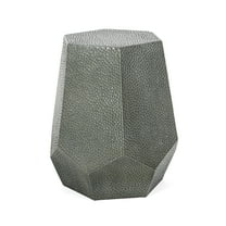 GDF Studio Spofford Modern Hammered Iron Geometric Side Table, Brushed Antique Silver
