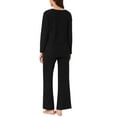 thumbnail image 3 of INSPIRE CHIC Women's Lounge Ribbed Knit V Neck Long Sleeve with Pants Pajamas Casual Sleepwear Pajamas Sets S Black, 3 of 6
