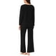 thumbnail image 3 of INSPIRAR CHIC Conjunto de Pijamas de Mujer de Punto Acanalado con Cuello en V y Manga Larga con Pantalones Ropa de Dormir Casual Tallas XS Negro, 3 of 6
