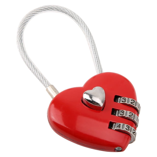 Candado de Pareja en forma de Corazón, Candado Con Código de 3 Dígitos Candado de Aleación de Zinc para Maletas Candado de Combinación para Gimnasio, Mochila, Maleta