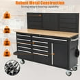 thumbnail image 5 of 61" Workbench, Rolling Tool Chest, Heavy Duty Wood Top Work Table with Drawers and Pegboard, Work Bench Organizers with Power Outlet, Wheels, Mobile Workstation for Garage, Workshop, 5 of 5