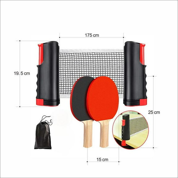 ENFOURCLASS Portable Telescopic Ping Pong Set with Retractable Net, All-in-One Table Tennis Bat Kit for Home Outdoor Training (Assorted Colors)