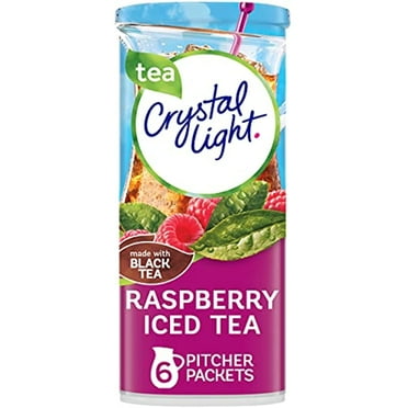 Crystal Light Sugar-Free Raspberry Iced Tea Naturally Flavored Powdered Drink Mix 6 Count Pitcher Packets