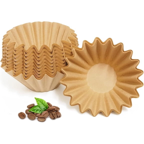 2-5 Cup Coffee Filters, Pack of 100 Unbleached Coffee Filters 5 Cup, Thicken Natural Coffee Filter Basket for Commercial, Home Coffee Maker, Pour Over Coffee Kit (Brown)