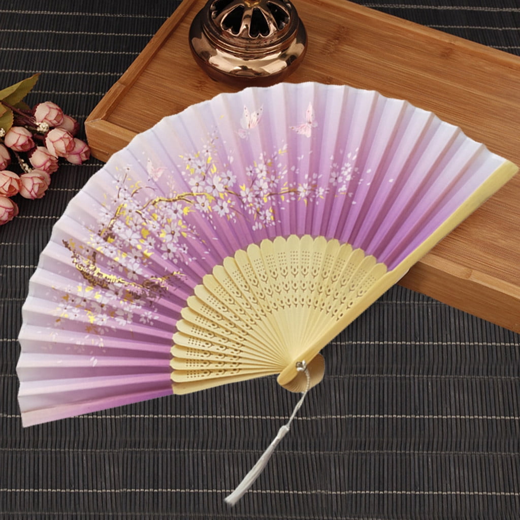 Baabni Folding Fans Handheld Fans Bamboo Fans Women's Hollowed Bamboo ...