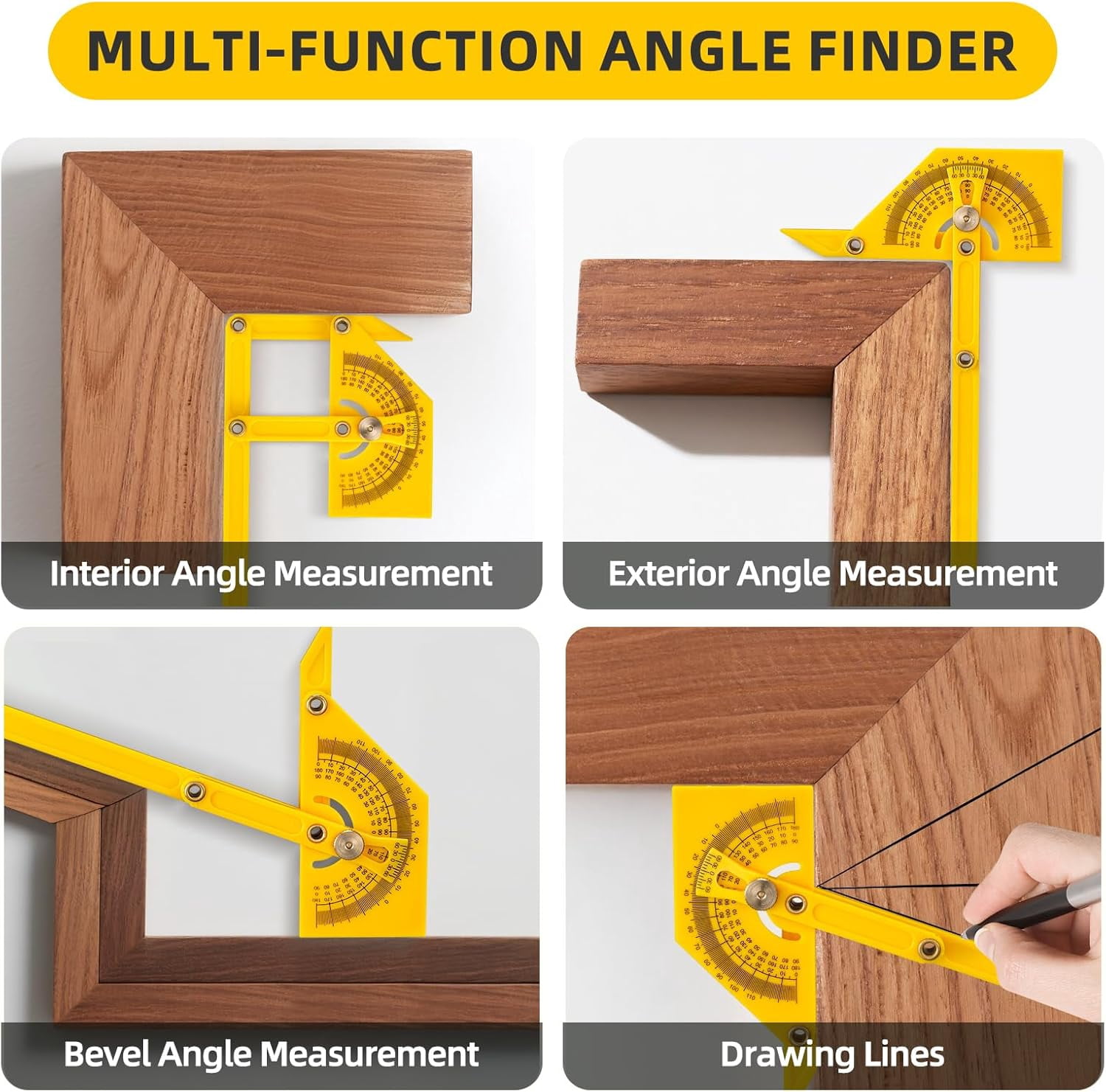2 Pcs Protractor Angle Finders, Adjustable Protractors 0°-180° with Locking Nut for Exterior, Interior, Bevel Angles, Portable Angle Measurement Tools for Carpenters Woodworking Hobbyists and DIYer