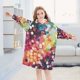 thumbnail image 5 of FORMRS Wearable Blanket Hoodie with Sleeves for Kids Cozy Flannel Sweatshirt, Green Colorful Circles, 5 of 7