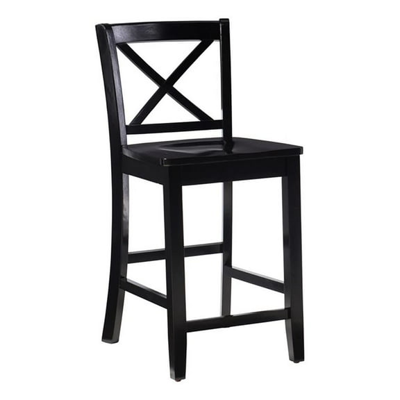 Pemberly Row 24" X-Back Transitional Wood Counter Stool in Black