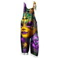 thumbnail image 3 of QATAINLAV Women's Off Shoulder Overalls Casual Adjustable Straps Mardi Gras Jumpsuit Fashion Mask Print Cotton Linen Romper Wide Leg One Piece Pants Multicolor XL, 3 of 6