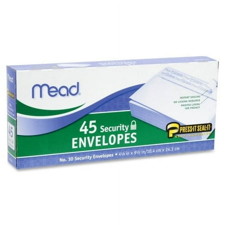UPC: 0043100750260 | Mead Press-it-Seal Security Envelopes  #10  4 1/8  x 9 1/2   White  45 Count (75026)