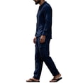 thumbnail image 4 of Miqool Mens 2 Piece Outfits Linen Stand Collar Long Sleeve Shirt Loose Workwear Pants Matching Set Casual Loungewear Tracksuit S‑3XL, 4 of 8