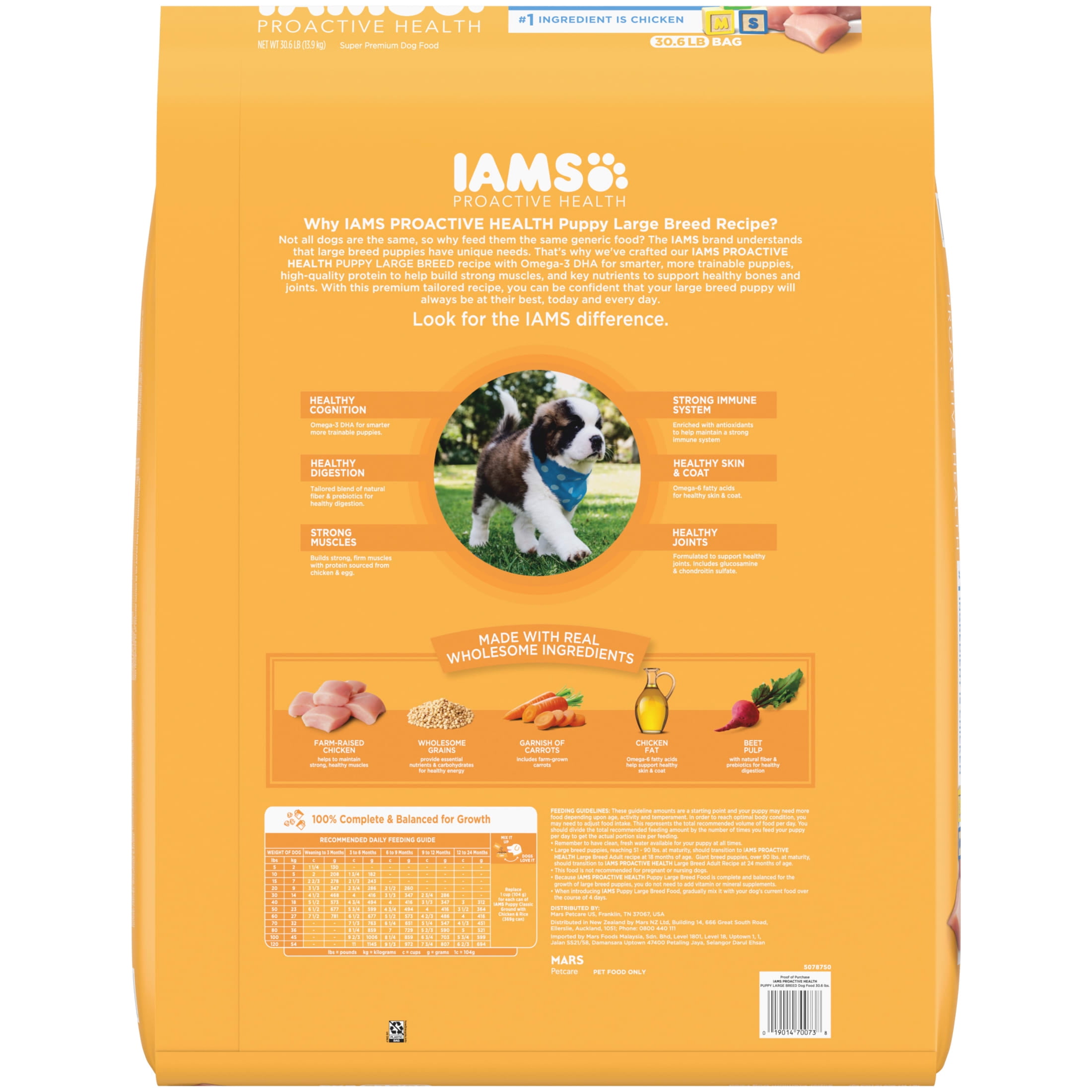IAMS Proactive Health Puppy Food, Large Breed Premium Dry Dog Food for Large Dogs, 30.6 Lb. Bag