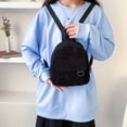 thumbnail image 4 of Mochila de pana de color sólido para mujer Mochila pequeña con cremallera para niña (Negro) Tmvgtek Para estrenar, 4 of 8