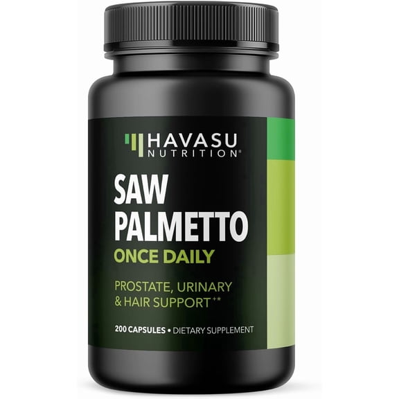 Havasu Nutrition Saw Palmetto Once Daily Capsules for Men, Hair & Prostate Health Support, 200 Count