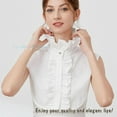 thumbnail image 4 of LoudSung Fake Collar Detachable Half Shirt Blouse Ruffled Dickey Standing Cotton Faux False Collar Elegant Design for Women Girls, 4 of 7