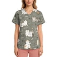 thumbnail image 4 of AHMOMEI Cartoon Animal Print Womens Scrub Tops S-5XL Plus Size Nurse Uniforms with Pocket V Neck Short Sleeve Scrubs Top for Women, 4 of 6