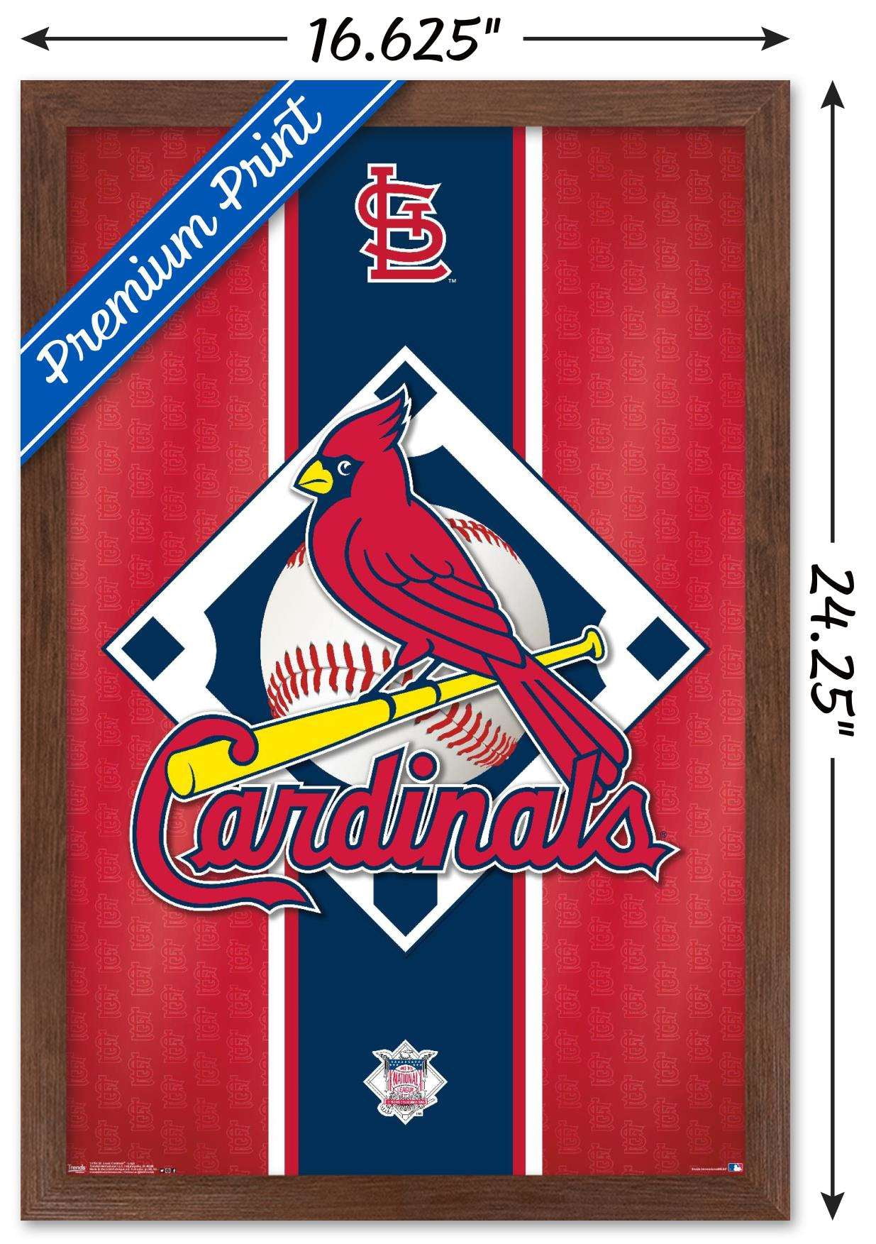MLB St. Louis Cardinals - Logo 15 Wall Poster, 14.725" x 22.375", Framed