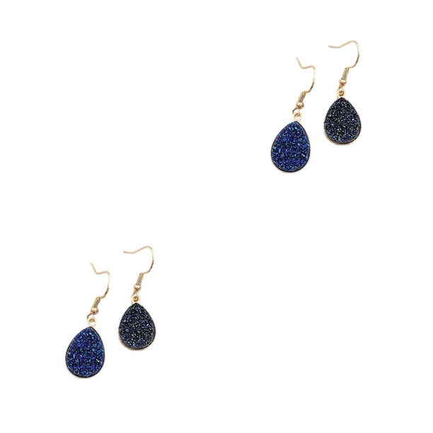 Pendientes colgantes Qarigey en forma de gota de agua Azul oscuro 1 par para mujer