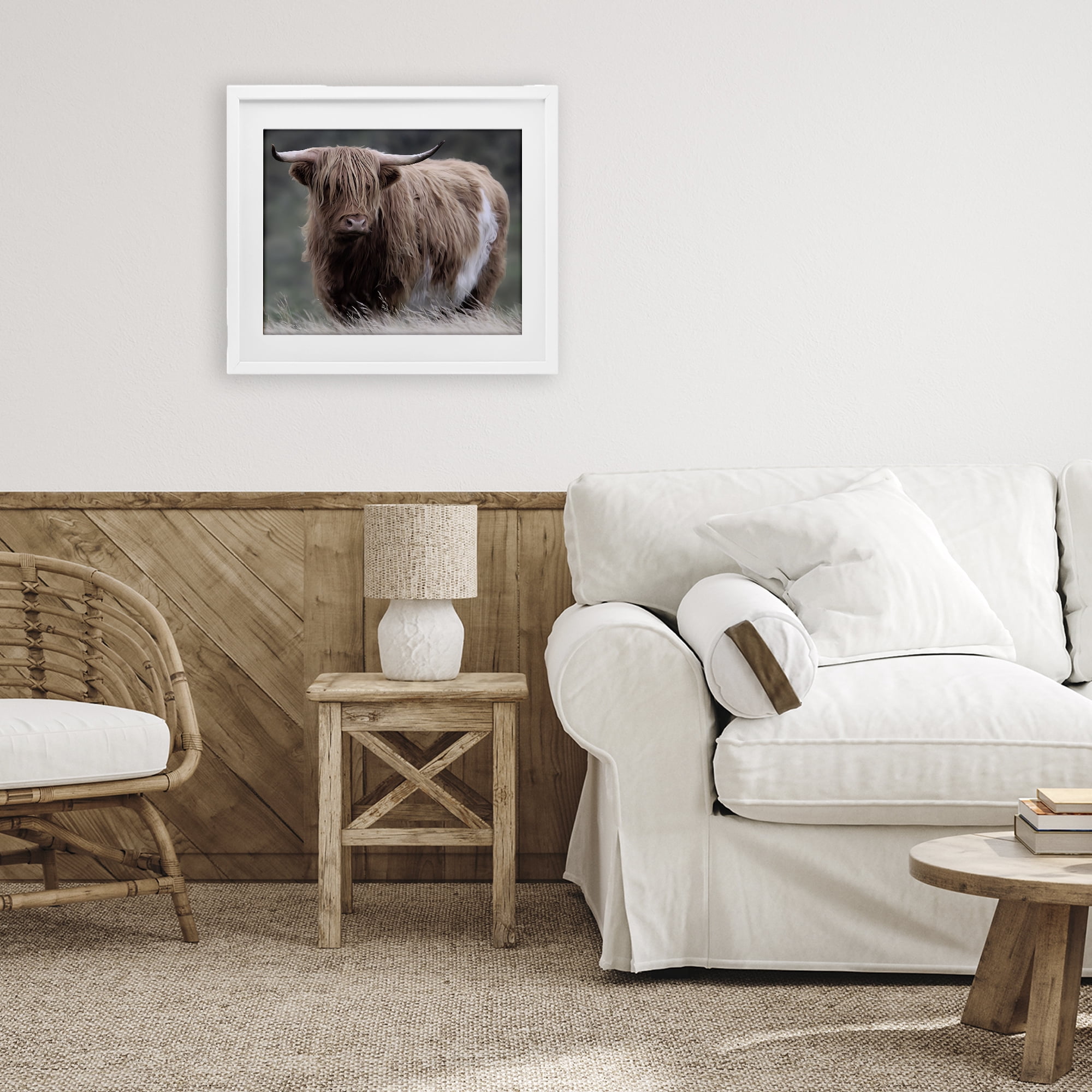 Stupell Industries Wandering Harry Highland Cattle White Framed Print Under Glass, design by Marcus Prime