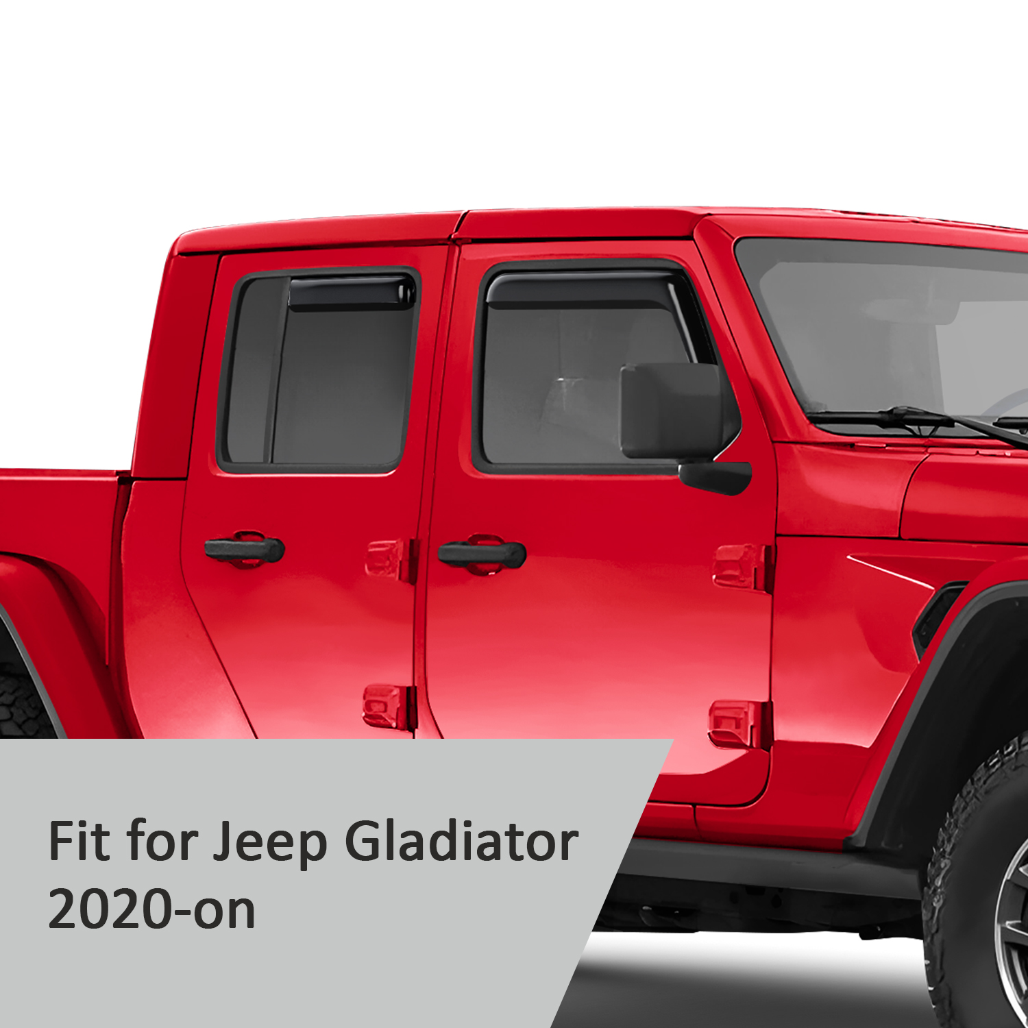 Voron Glass in-Channel Extra Durable Rain Guards for Jeep Gladiator 2020-2026, Window Deflectors, Vent Window Visors, 4 Pieces - 200292