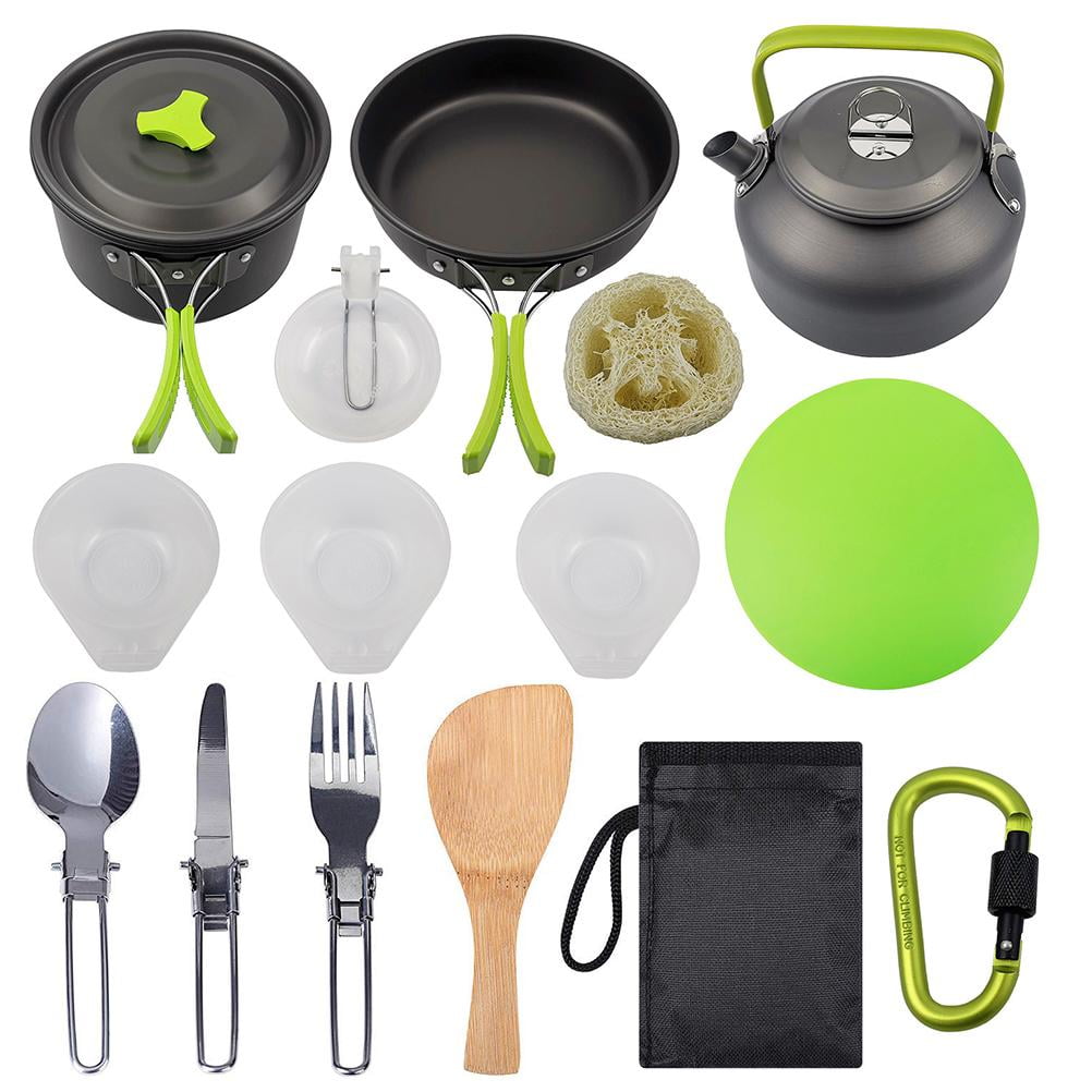 Camping cooking set outdoor travel picnic bowl pot pan kettle for 2-3 people 